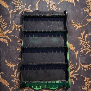 Vintage Estate Black and Green 50 Spoon Wooden Wall Rack Made in Vermont